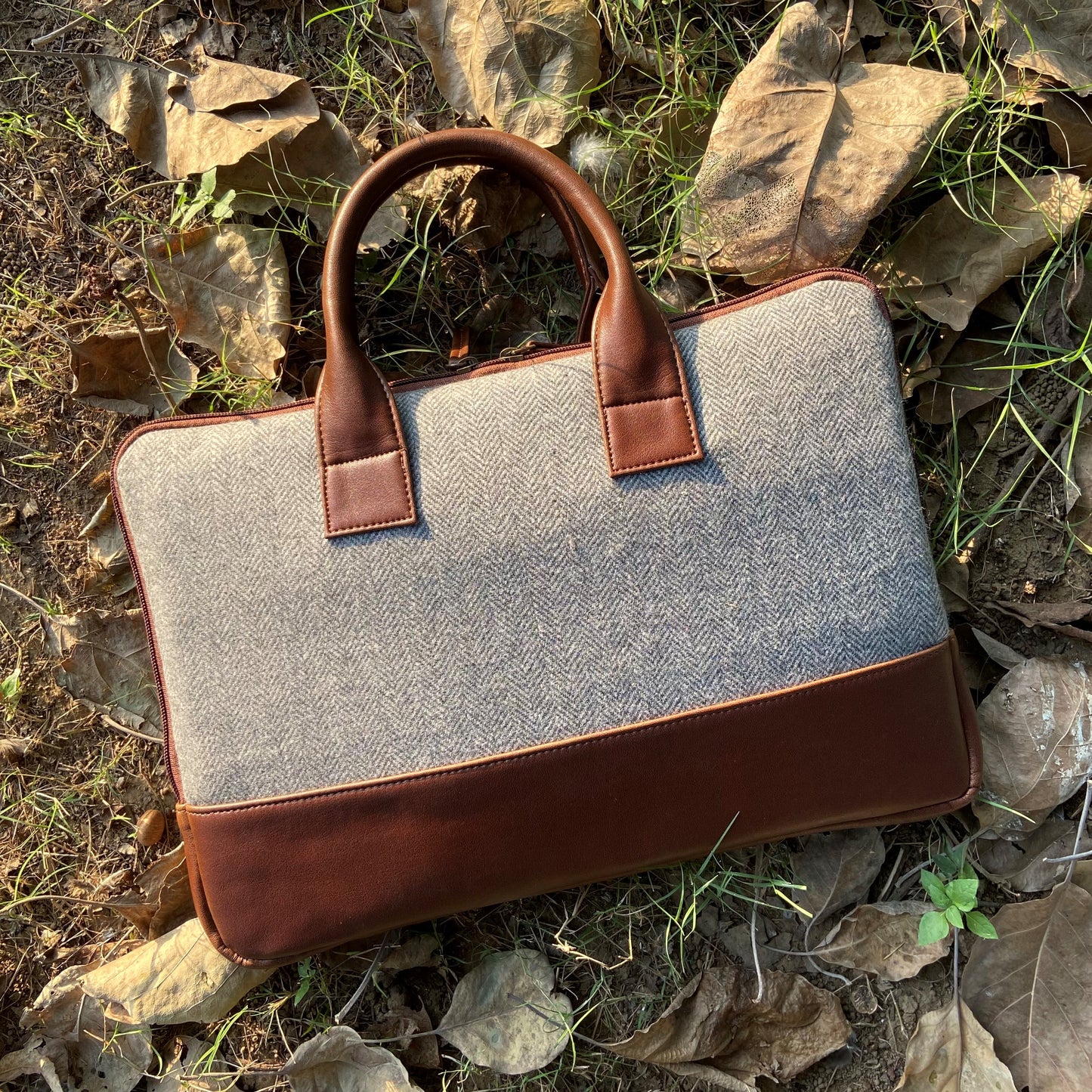 Elon Laptop Sleeve - Pewter Herringbone