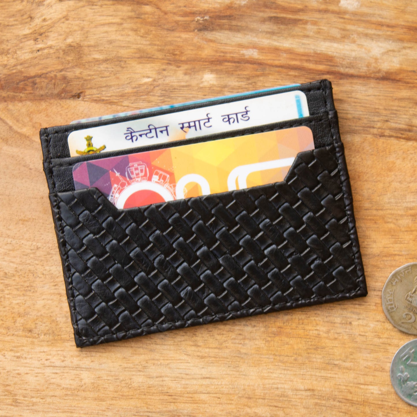 Mini Card Wallet - Black Checked