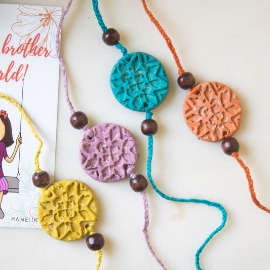 Flo-Rakhi with Card (Ecofriendly Rakhi made with temple Flowers)