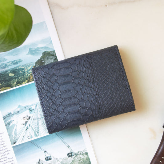 Mega Card Wallet - Navy Blue Croc