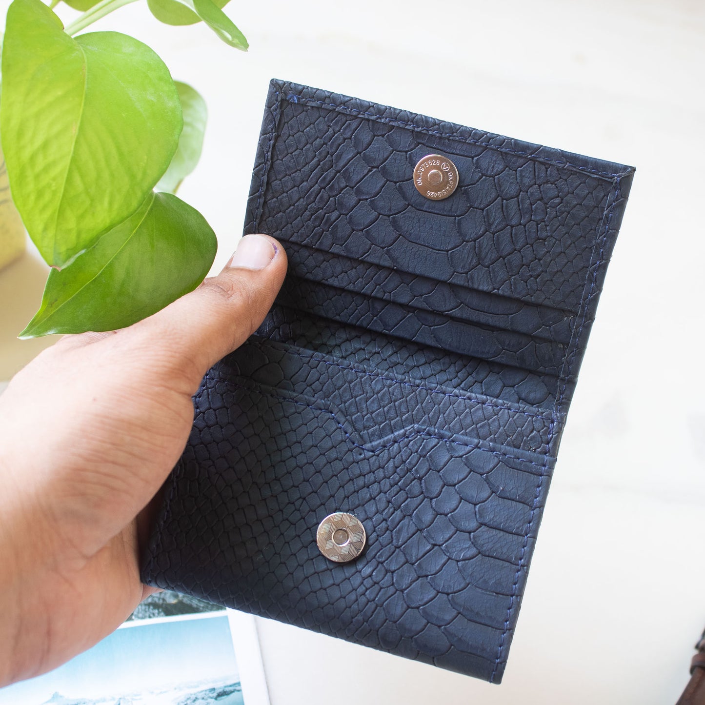 Mega Card Wallet - Navy Blue Croc