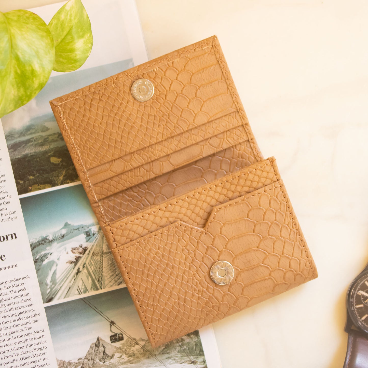 Mega Card Wallet - Camel Croc