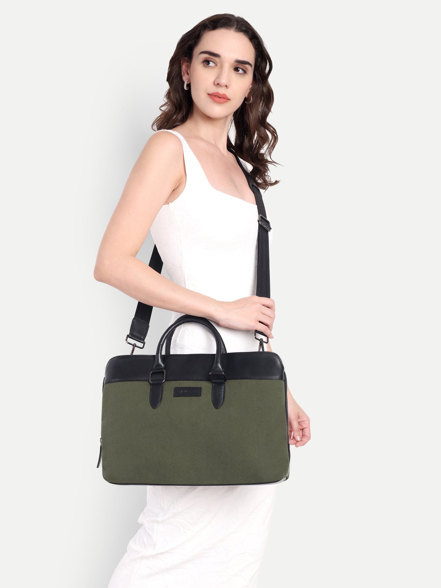 Raynor Atelier Vegan Leather Laptop Bag - Olive Grove