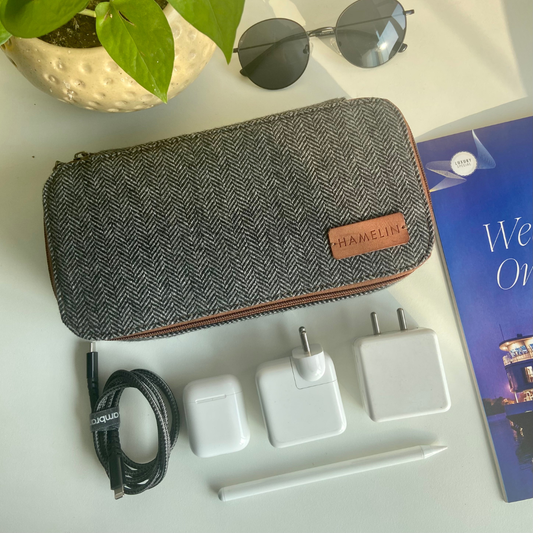 Oslo Tech Organiser Grey Herringbone