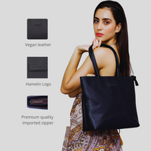 Tweed Work Tote for Women (Plain Black)