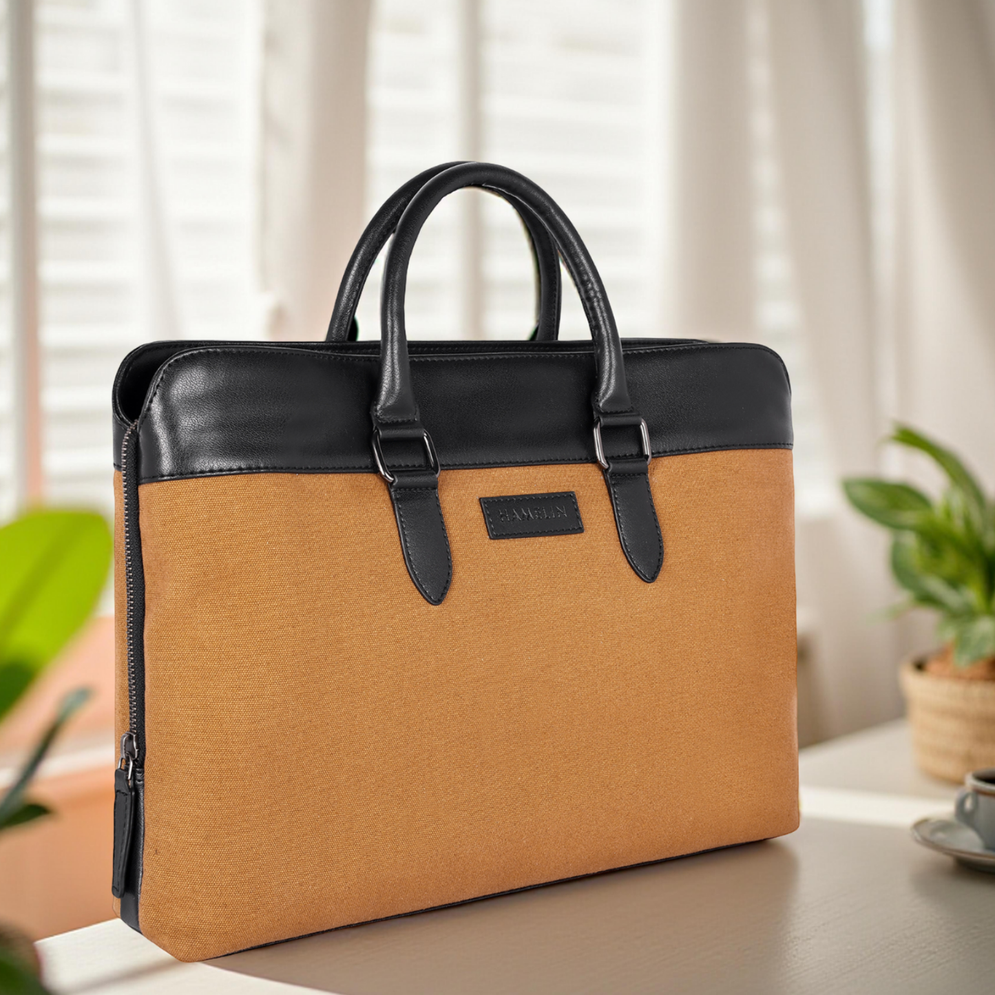 Raynor Atelier Vegan Leather Laptop Bag - Olive Grove