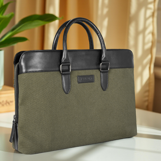 Raynor Atelier Vegan Leather Laptop Bag - Olive Grove
