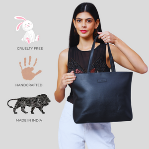 Tweed Work Tote for Women (Plain Black)