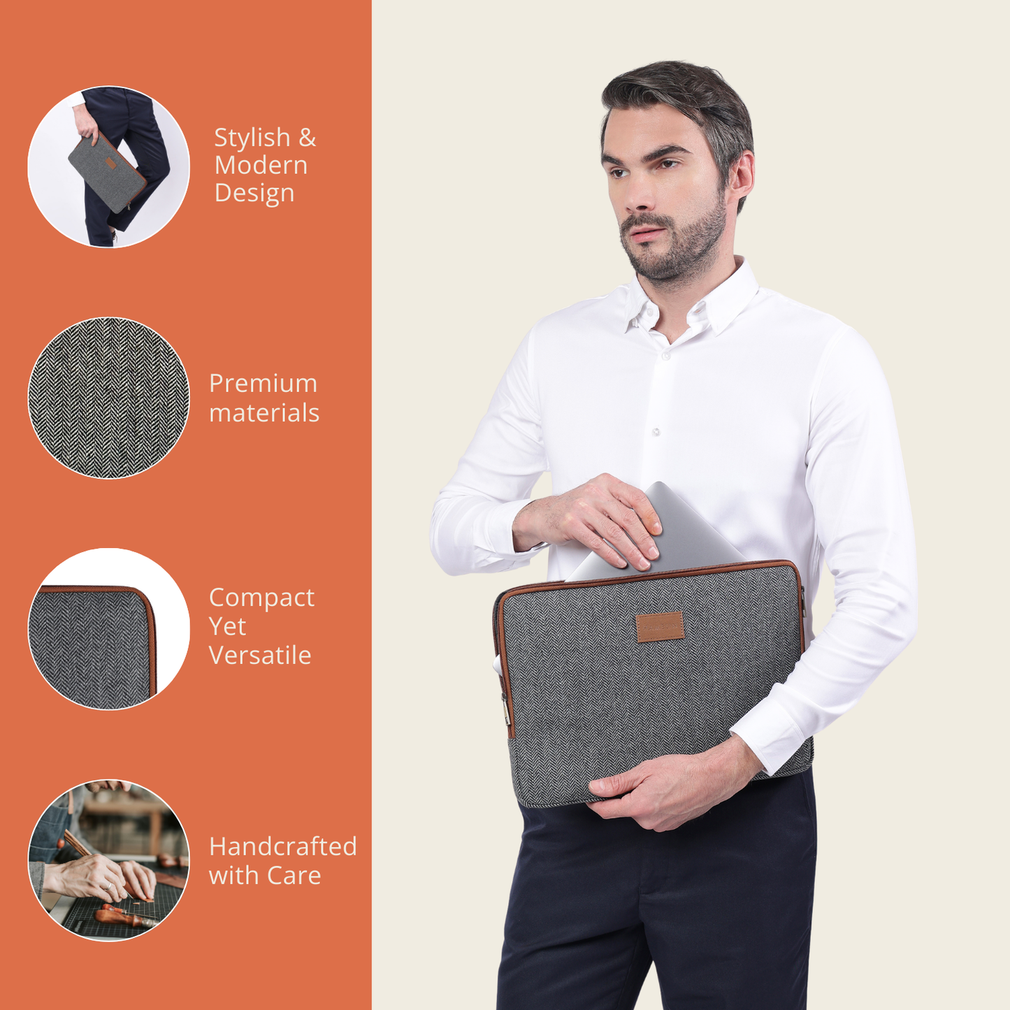 The Boardroom Gift Set (Zeus Laptop Sleeve & Journal - Grey Herringbone)