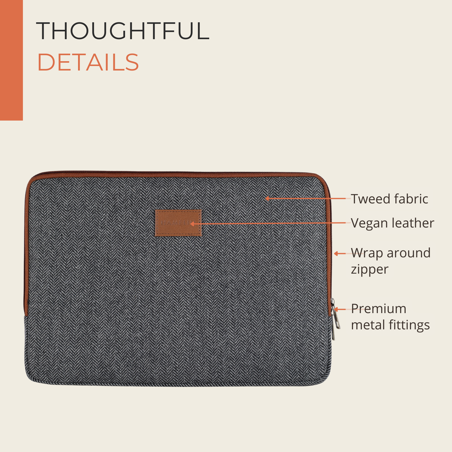 The Boardroom Gift Set (Zeus Laptop Sleeve & Journal - Grey Herringbone)