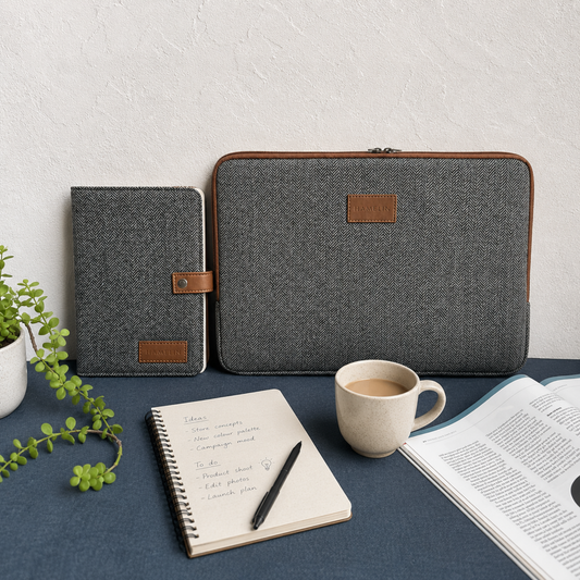 The Boardroom Gift Set (Zeus Laptop Sleeve & Journal - Grey Herringbone)