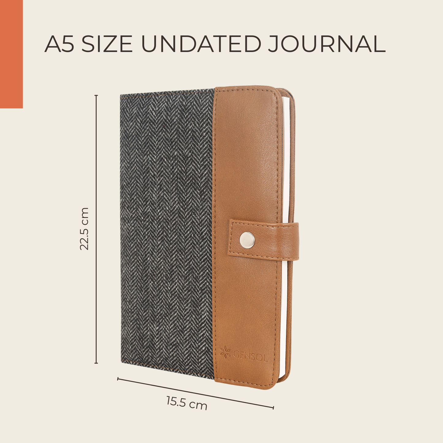 Zeus Flap & Avante Journal Grey Herringbone Gift Combo Set