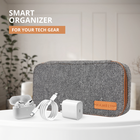 Oslo Tech Organiser Grey Herringbone