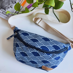 Vento Arc Crossbody Bag for Women - (Navy Seigaiha)