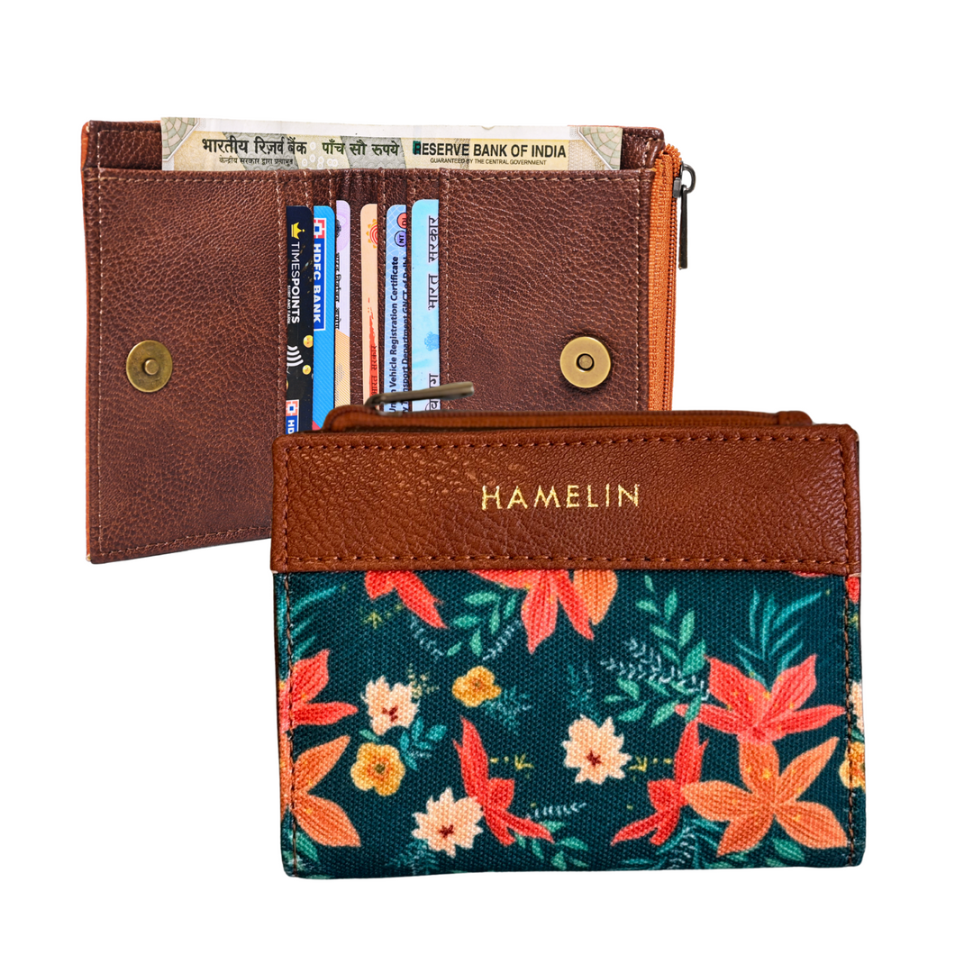 Olivia Bi-Fold Vegan Wallet for Women (Tropical Summer)