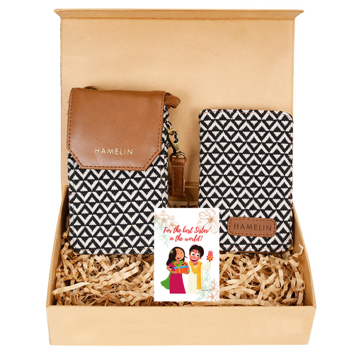Rakhi Gift Set for Sister_Wanderlust (Mobile sling, Passport holder , Happy Rakhi Card)