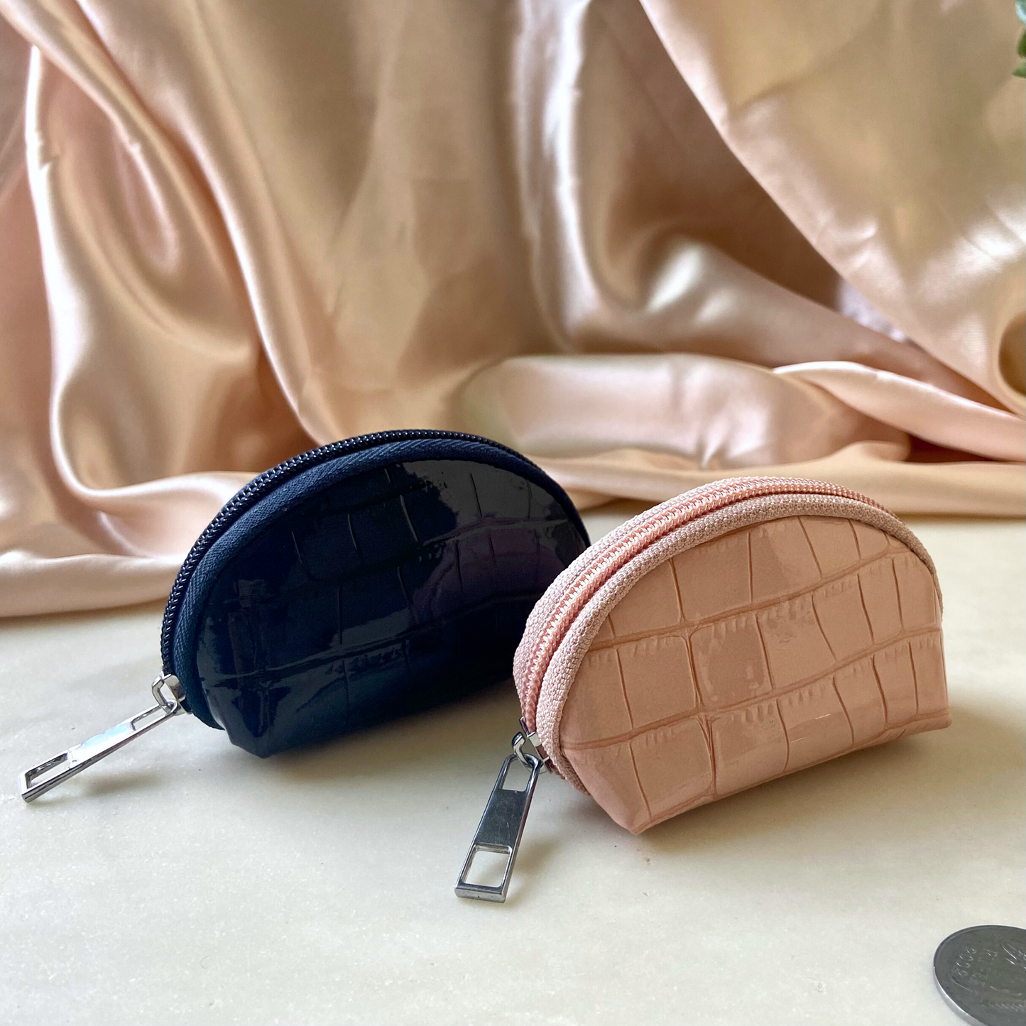 Mini Pouch (Set of two - Soft Pink and Midnight Blue)