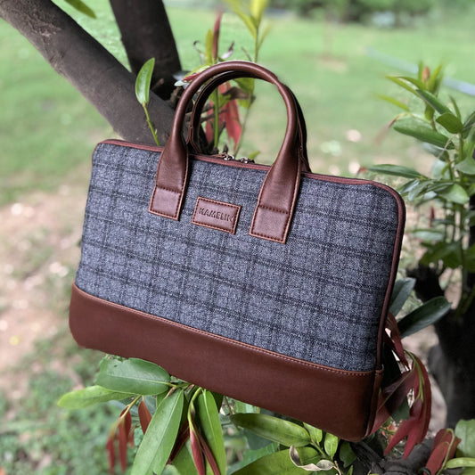 Elon Laptop Sleeve - Grey Overcheck Twill