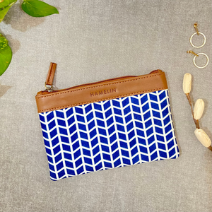 Flat Pouch - Indigo Trellis