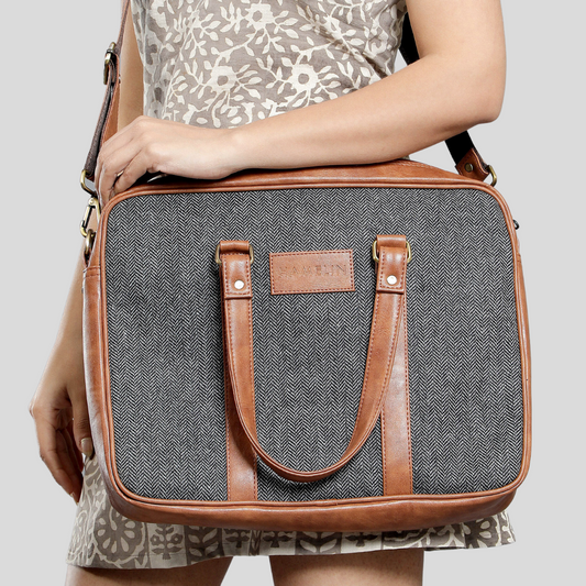 Classic Laptop Bag (Grey Herringbone)