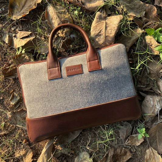 Elon Laptop Sleeve - Pewter Herringbone