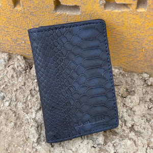 Slim Card Wallet - Navy Blue Croc
