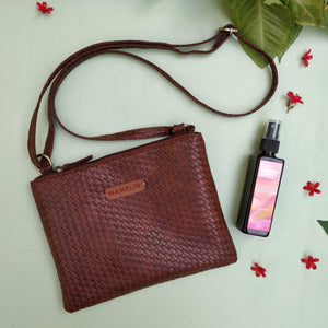 The Everyday Sling Bag - Brown & 100% PURE Steam-Distilled Rose Mist