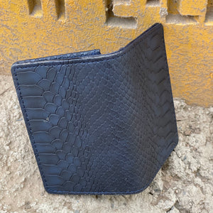 Slim Card Wallet - Navy Blue Croc