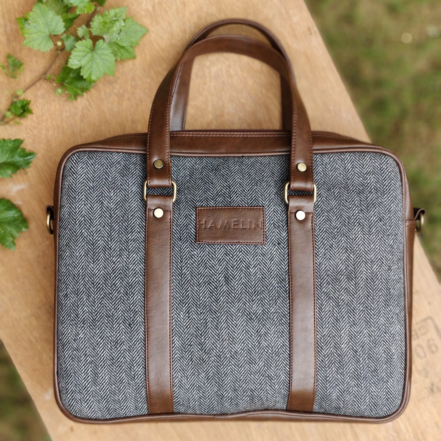Classic Laptop Bag (Grey Herringbone)