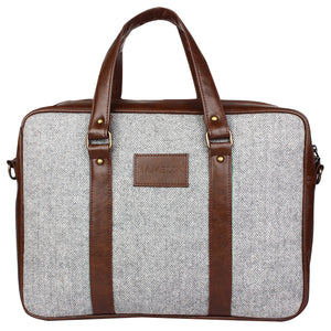 Flint Herringbone - Tweed and Vegan Leather Laptop Bag