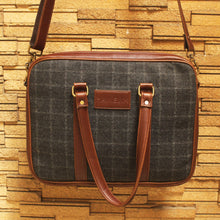 Charcoal Twill - Tweed and Vegan Leather Laptop Bag - SAMPLE SALE