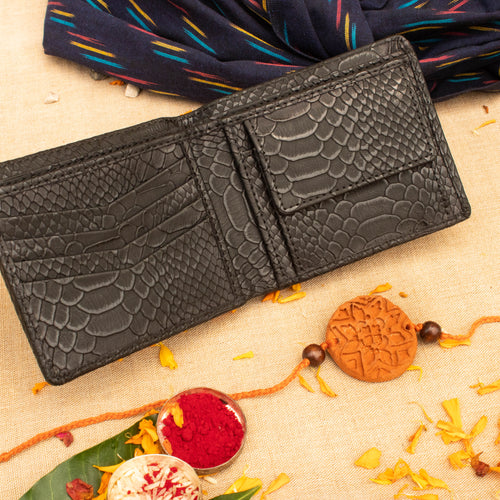 Classic RFID Vegan Wallet - Flo-Rakhi Combo