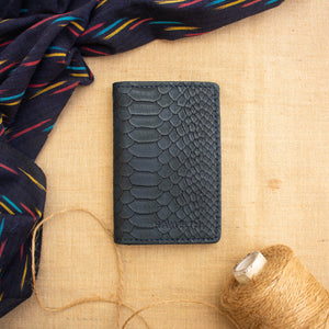 Slim Card Wallet - Navy Blue Croc