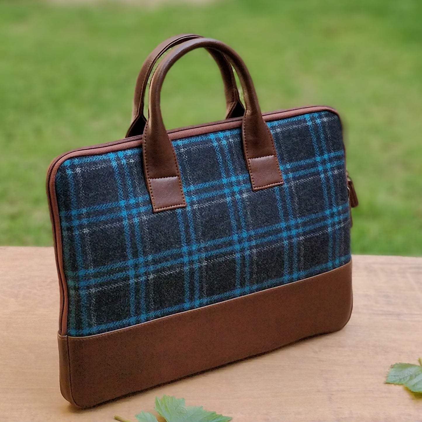 Elon Laptop Sleeve - Blue Tartan Twill sample sale