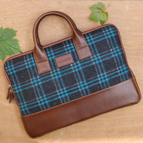 Elon Laptop Sleeve - Blue Tartan Twill sample sale