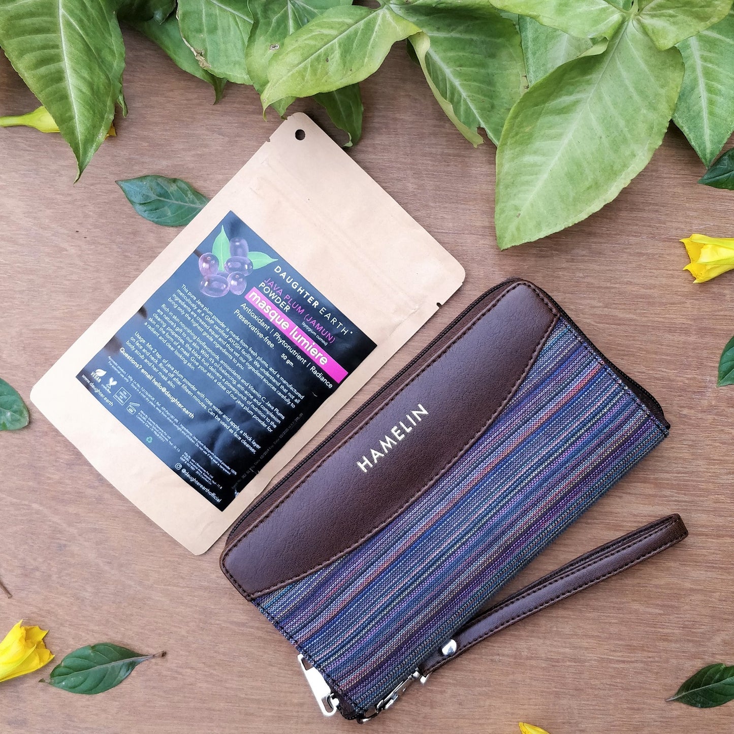 Indigo Khadi Wallet (Iris) & Wild Java Plum Face Mask