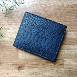 Classic RFID Vegan Wallet for Men with Coin Pocket (Navy Blue Croc)