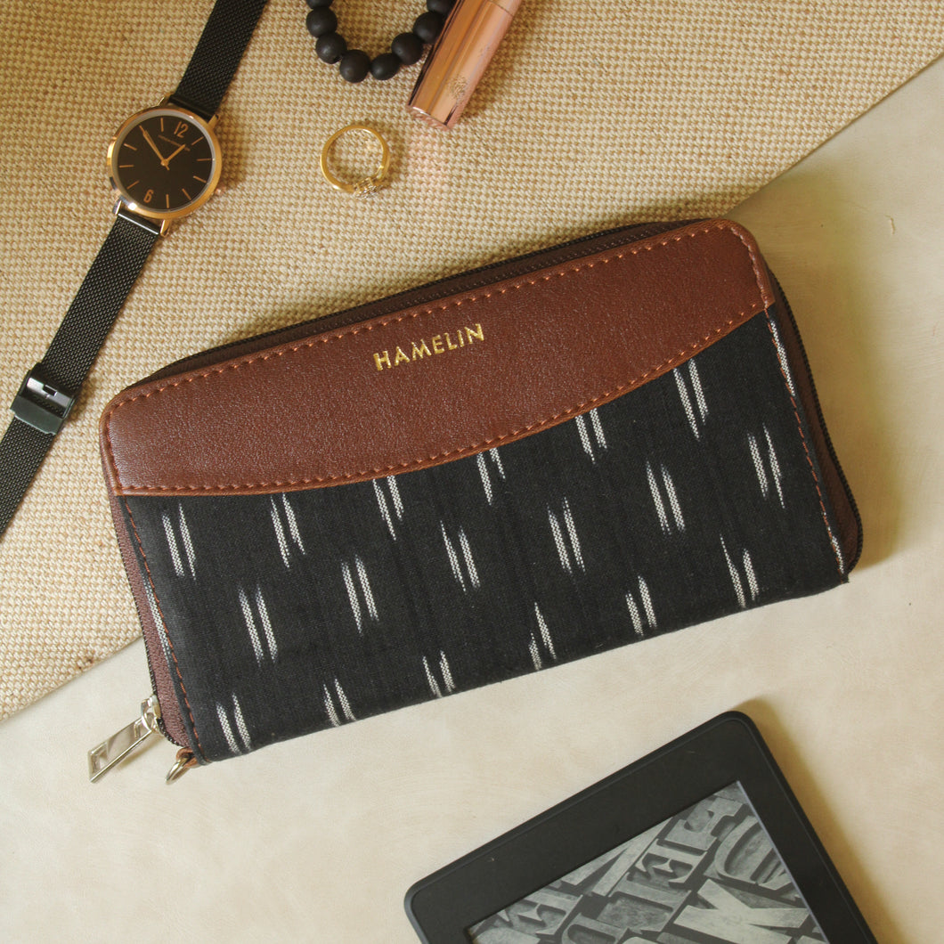 Indigo- Ikat Mobile Wallet for Women (Onyx)