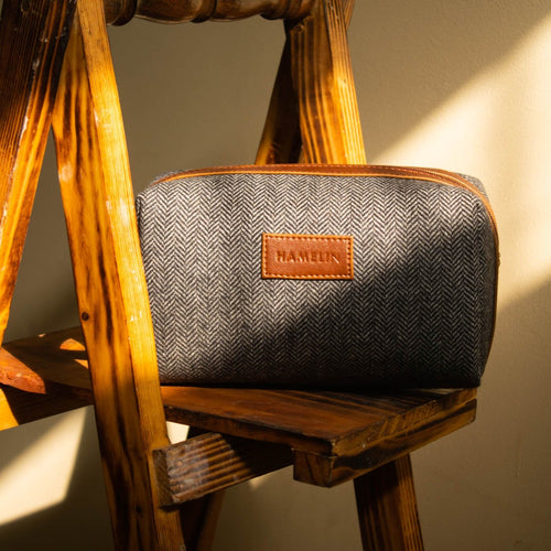 Tweed DOPP Kit for Men (Grey Herringbone) - SAMPLE SALE