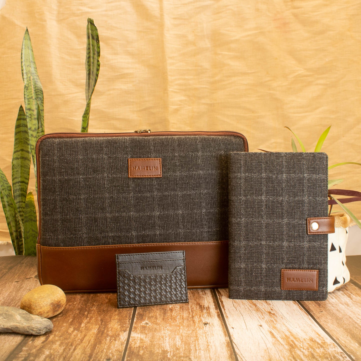 Charcoal Combo - Matt laptop sleeve, Journal and Mini card wallet (Unisex)