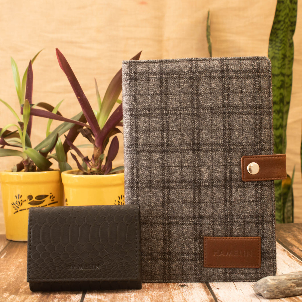 Liam Combo - Tweed journal, Mega Card Wallet (Unisex)