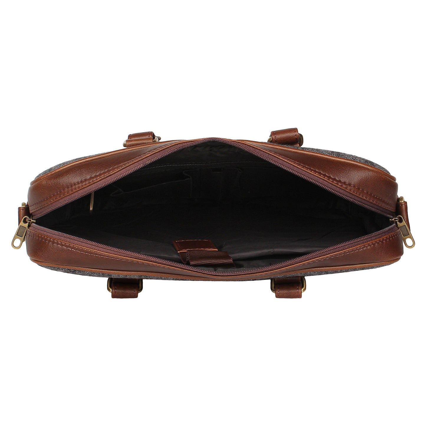 Grey Overcheck Twill - Tweed and Vegan Leather Laptop Bag