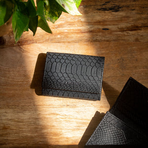 Mega Card Wallet - Black Croc