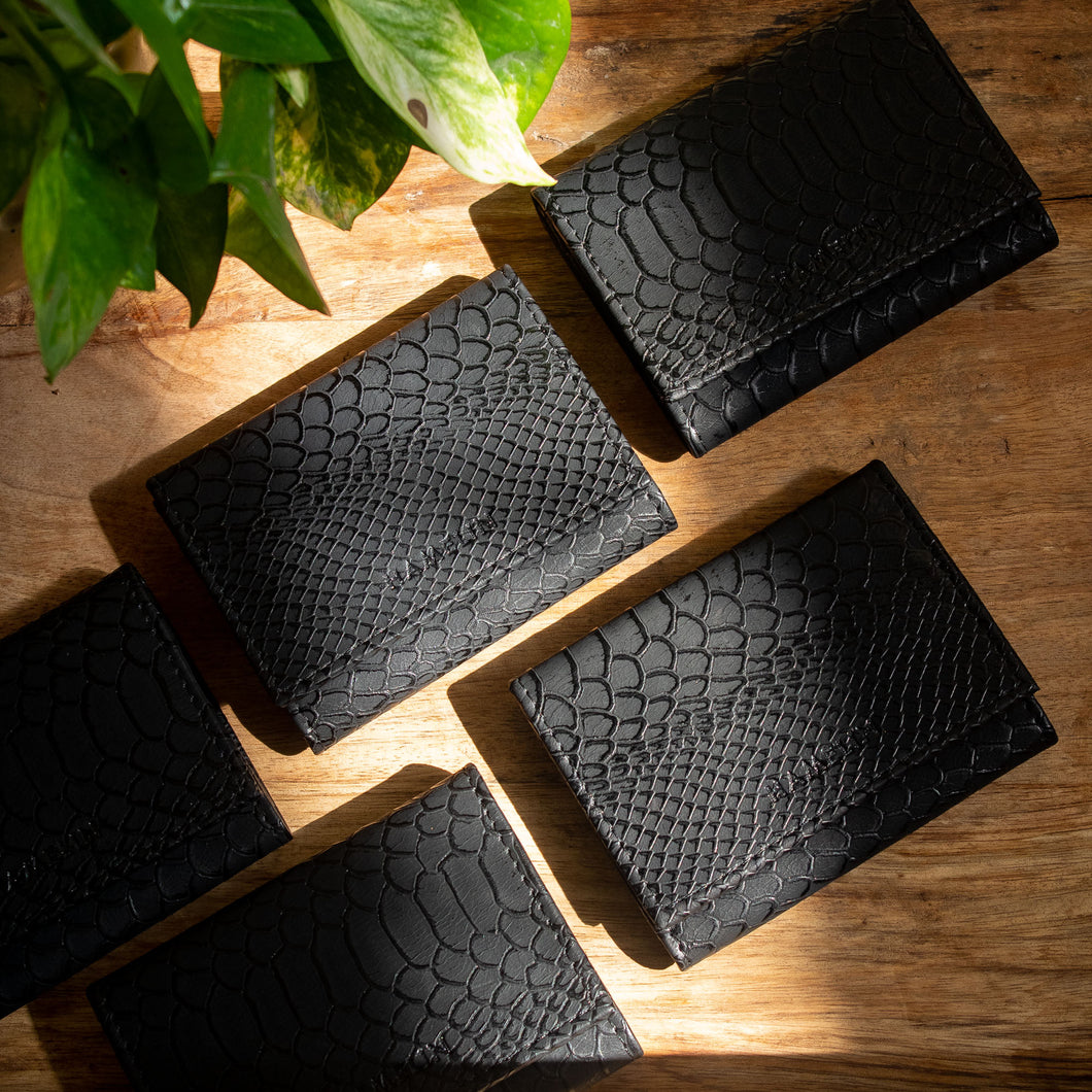 Mega Card Wallet - Black Croc