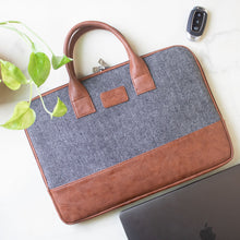 Theo Sleek Laptop Bag (Grey Herringbone)