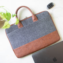 Theo Sleek Laptop Bag (Grey Herringbone)