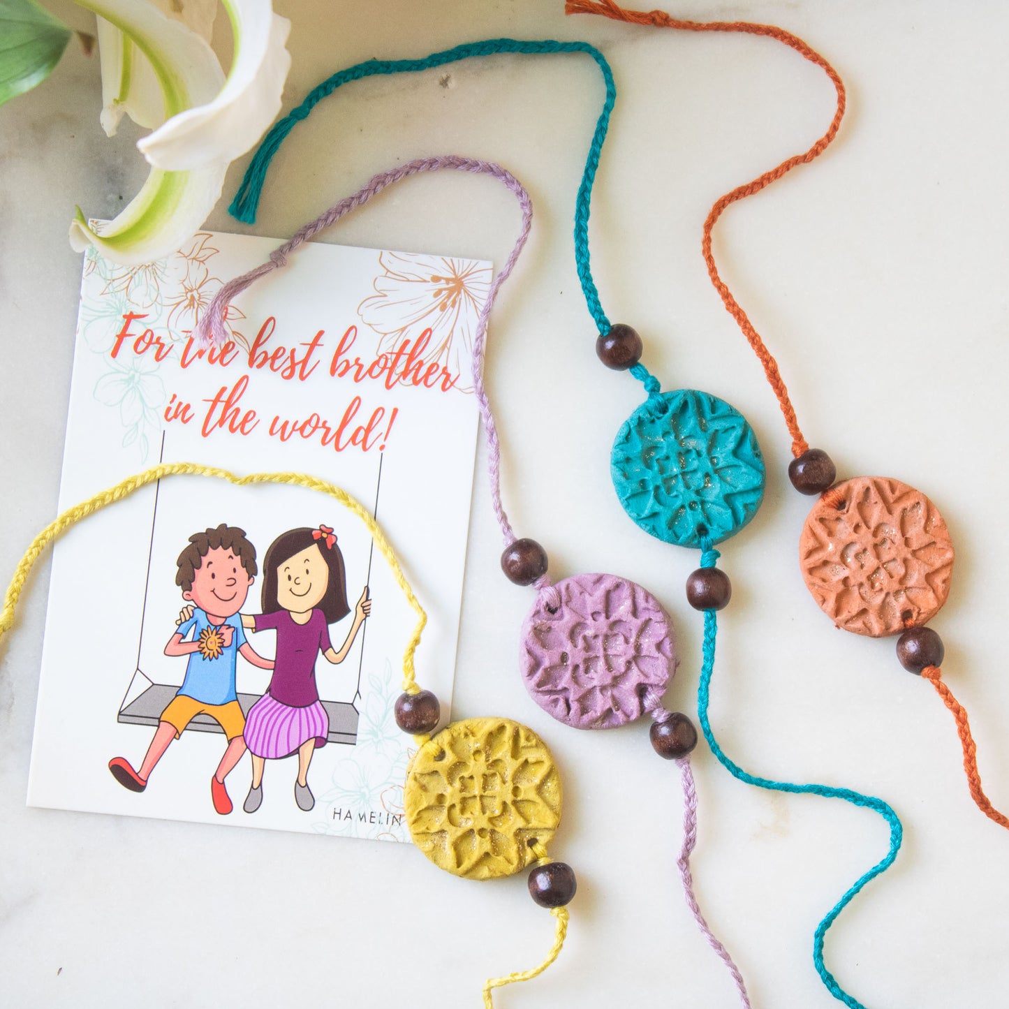 Flo-Rakhi with Card (Set of Five)