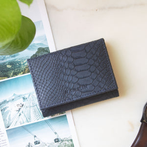 Mega Card Wallet - Navy Blue Croc