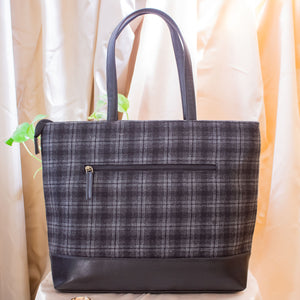 Tweed Work Tote for Women (Slate Grey Twill - Black)