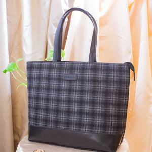 Tweed Work Tote for Women (Slate Grey Twill - Black)